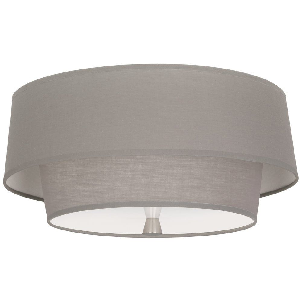 Decker Polished Nickel 17" Flush Mount with Smoke Gray Shade