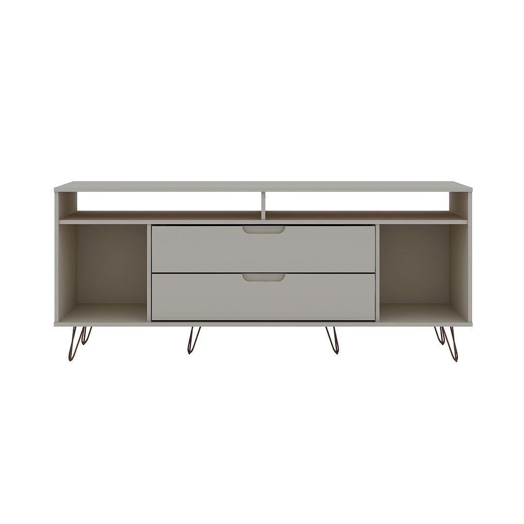 Rockefeller Off-White 68" TV Stand with Metal Legs and Drawers