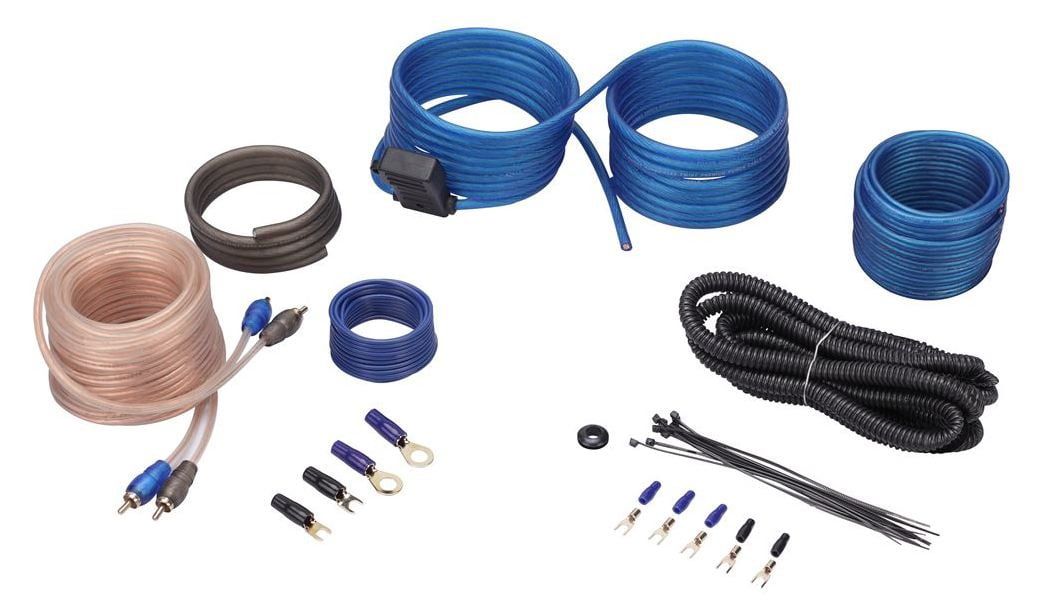 Blue and Clear 10 Gauge Car Amplifier Wiring Kit with Copper RCA