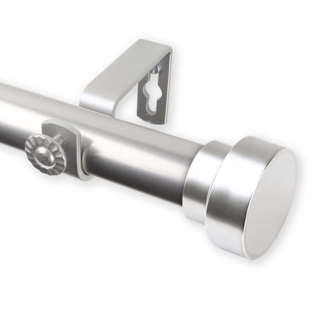 Satin Nickel Adjustable Curtain Rod with Finial, 120-170 inches