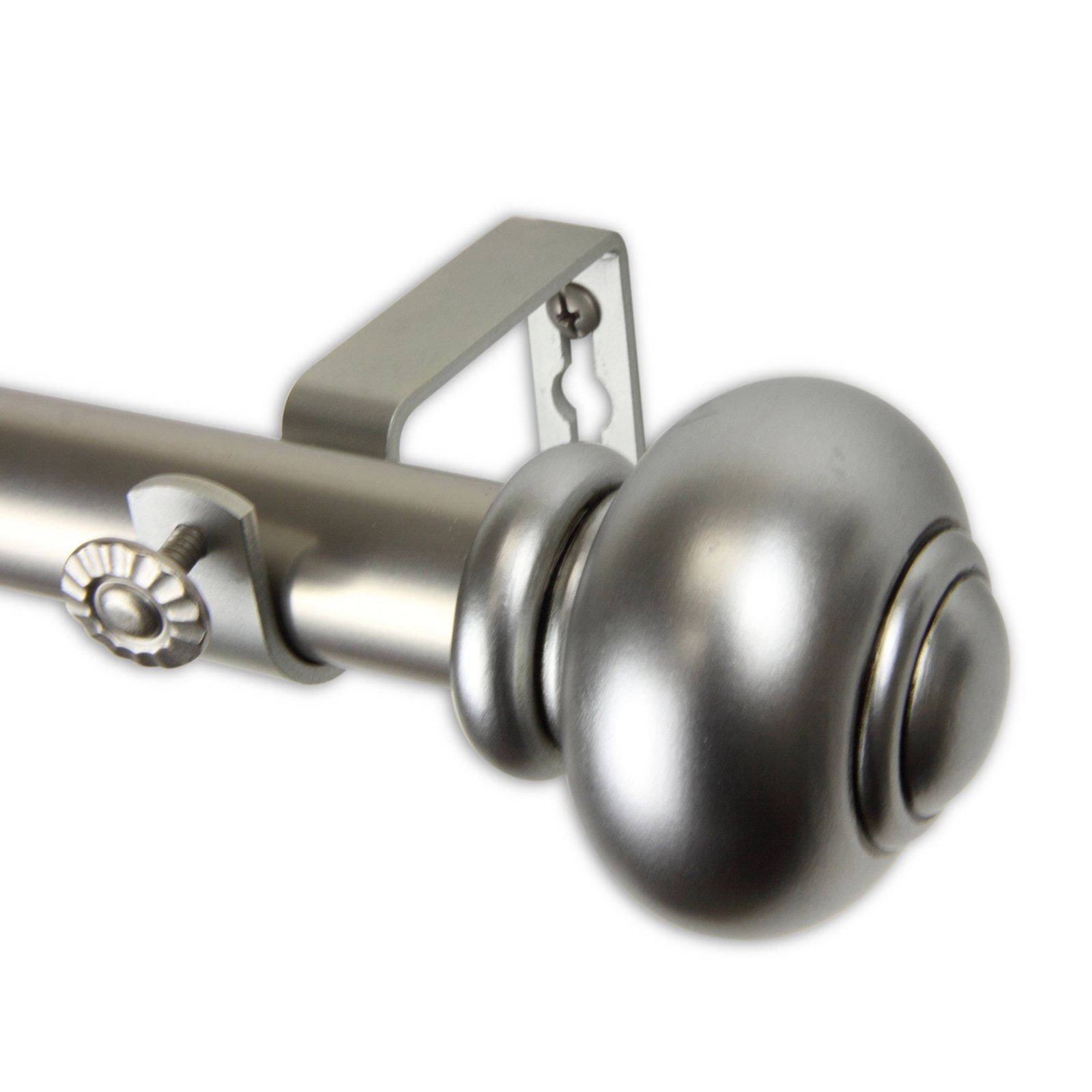 Satin Nickel Adjustable Curtain Rod with Finials, 120-170 inch