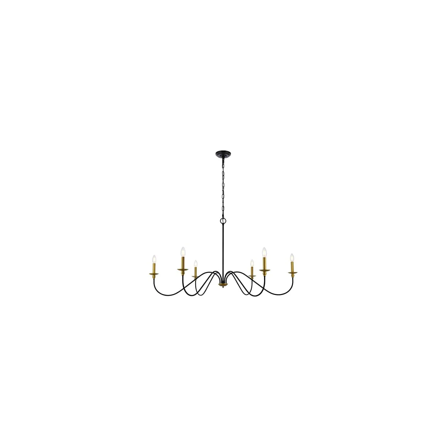 Elegant Rohan 48" Brass and Black Iron Chandelier