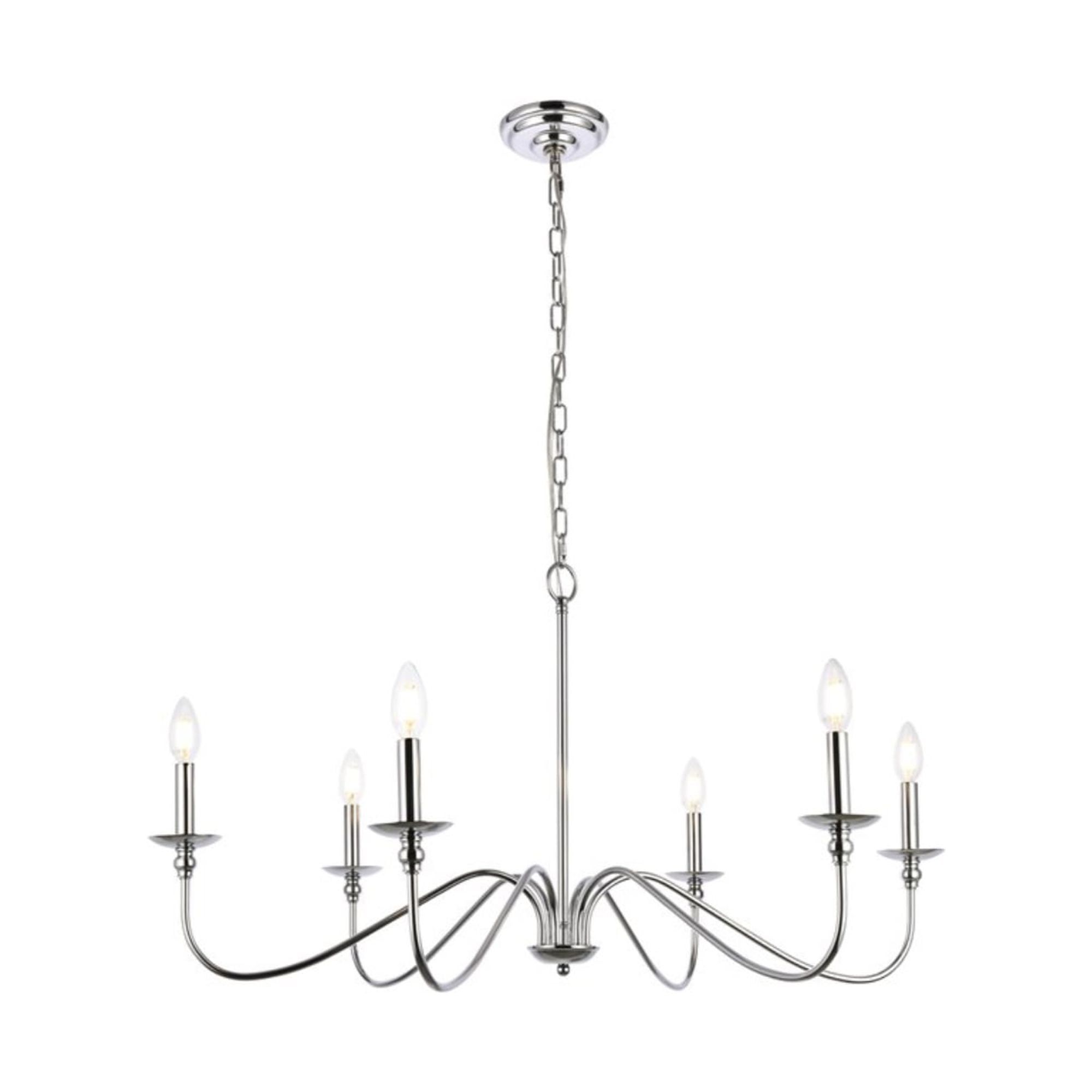 Rohan Polished Nickel 6-Light Taper Candle Chandelier