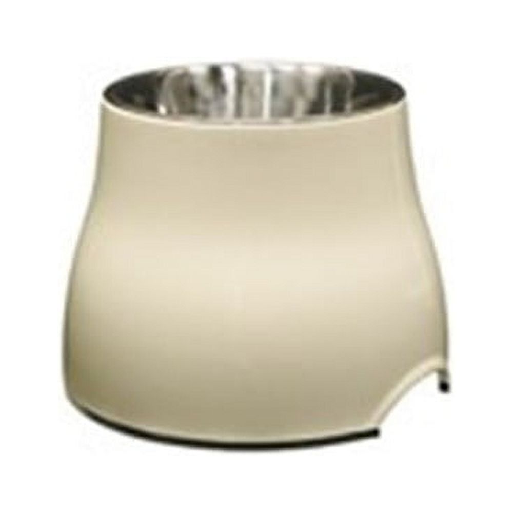 Small Beige Elevated Stainless Steel Dog Bowl