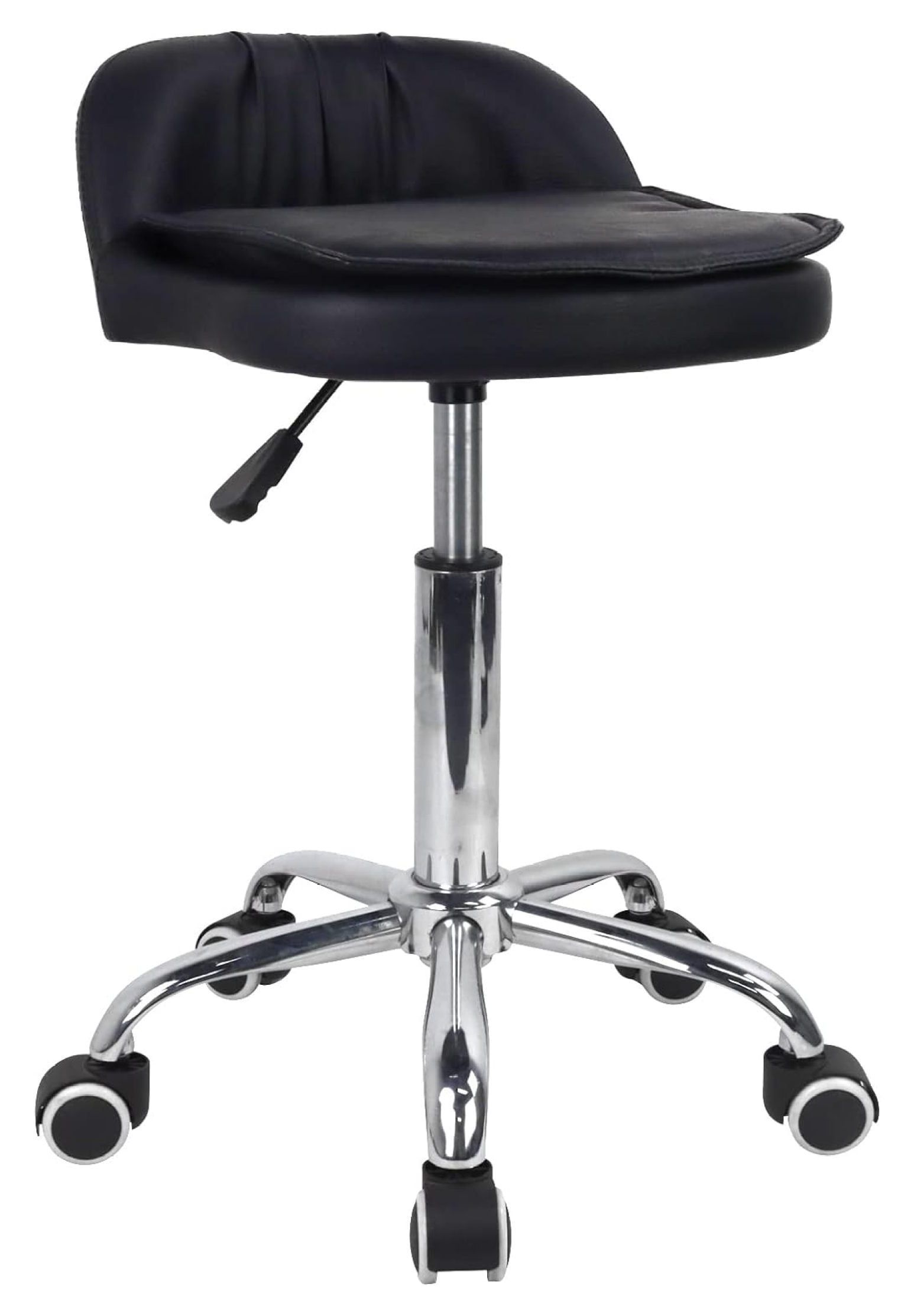 Black Adjustable Swivel Leather Spa Stool with Wheels