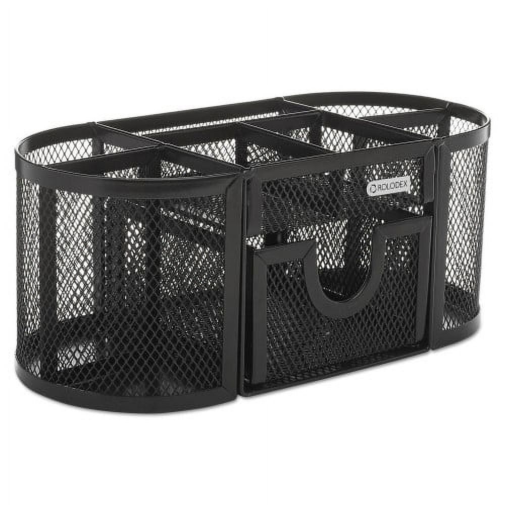 Sleek Black Mesh Desk Organizer with Multi-Compartments