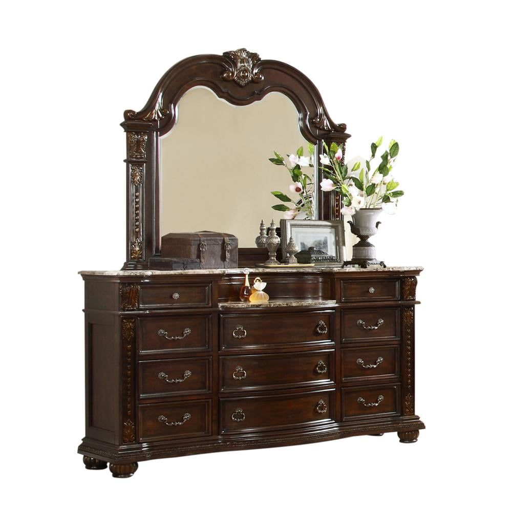 Roma Dark Walnut Traditional Dresser with Soft Close Drawers