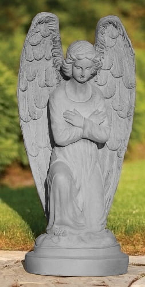 Serene Gray Kneeling Angel Outdoor Garden Statue