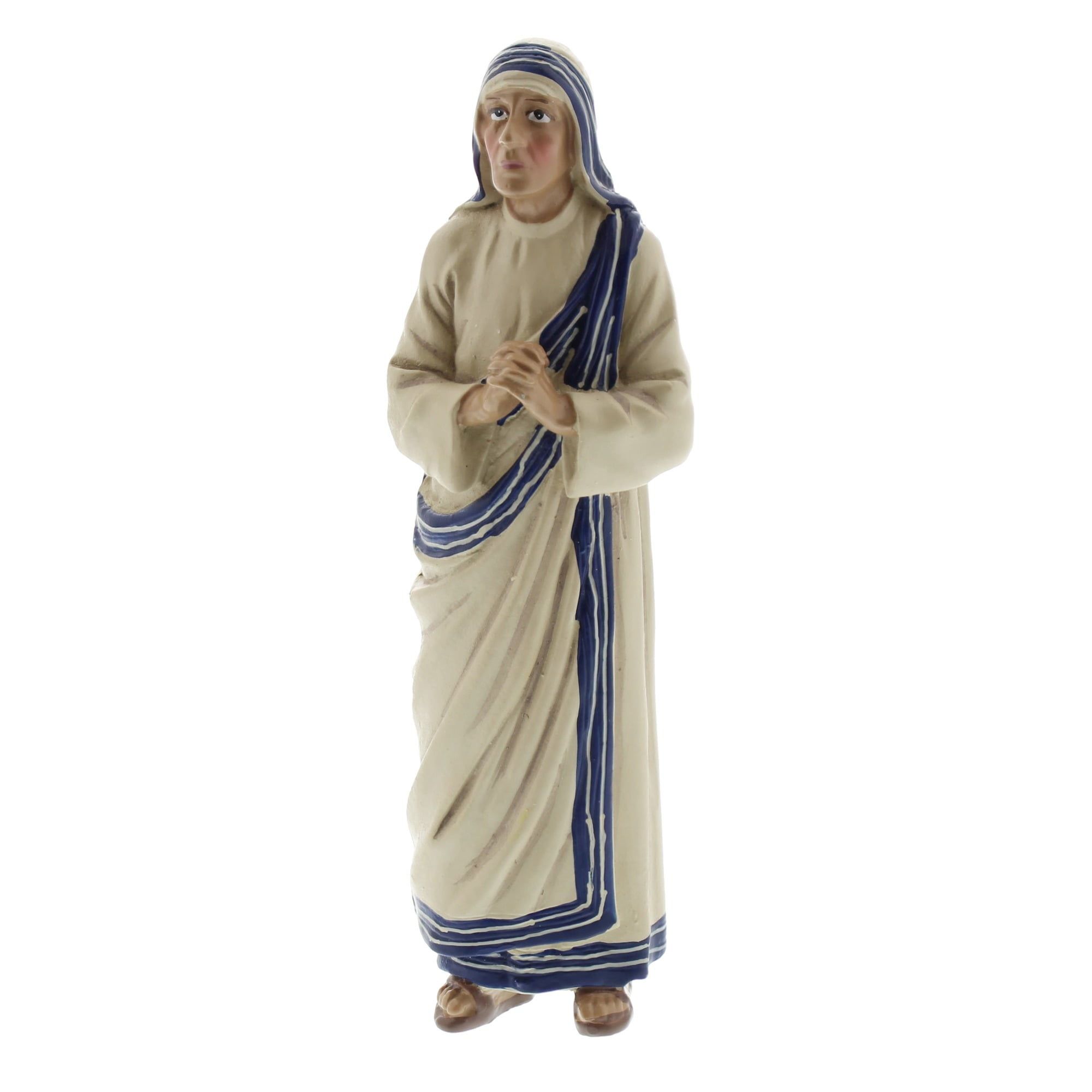 Blessed Mother Teresa Resin Figurine with Blue and White Robe