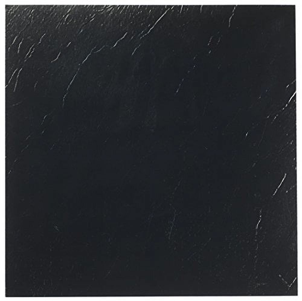 Solid Black 12'' x 12'' Vinyl Self-Adhesive Floor Tiles, 20-Pack