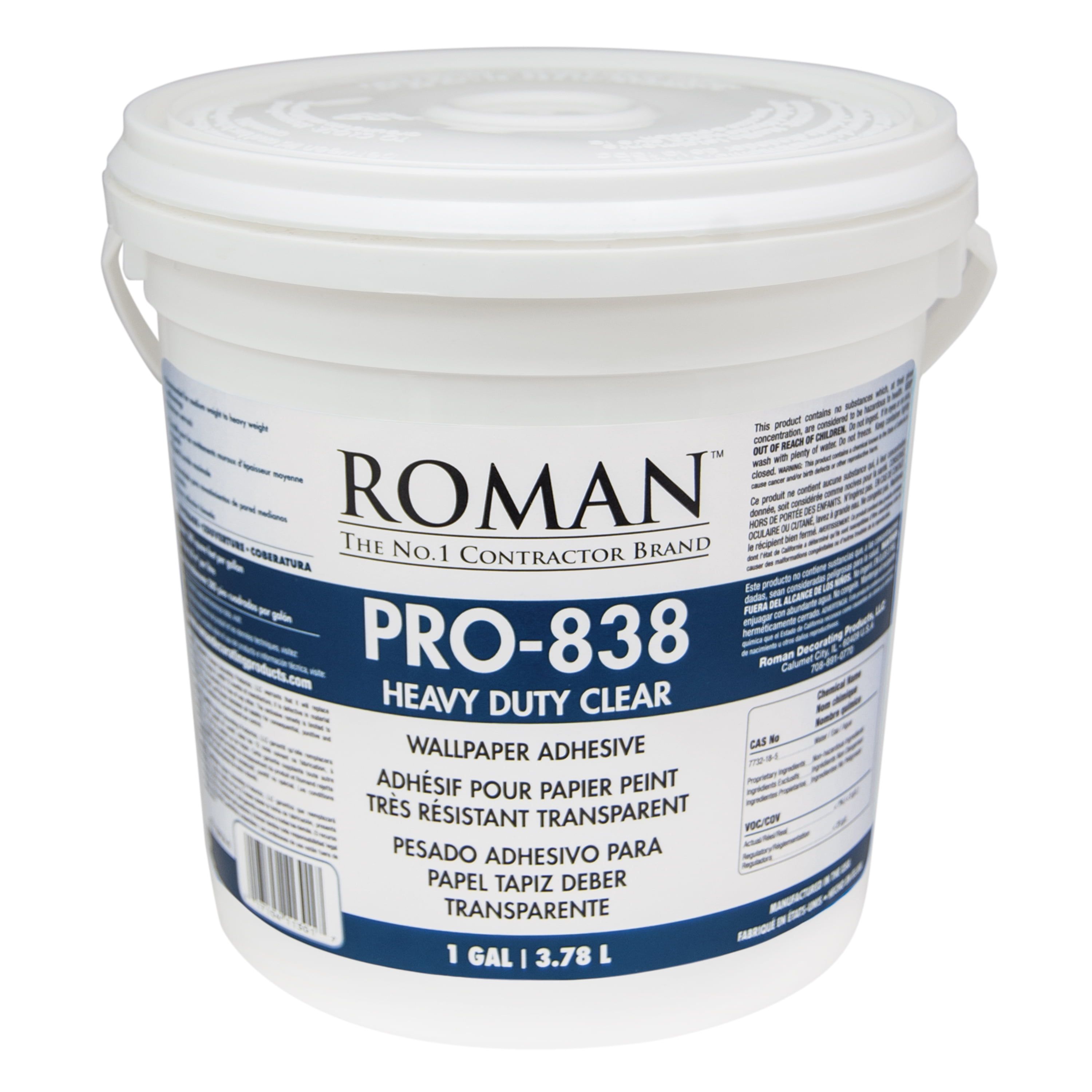 Roman Pro-838 Heavy Duty Clear Wallpaper Adhesive, 1-Gallon