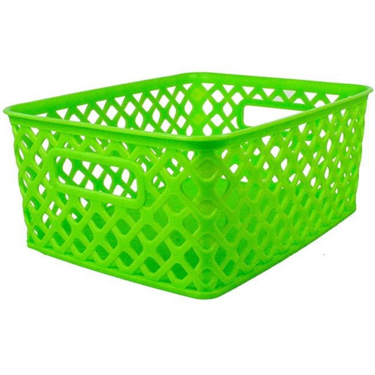 Small Lime Green Woven Plastic Storage Basket