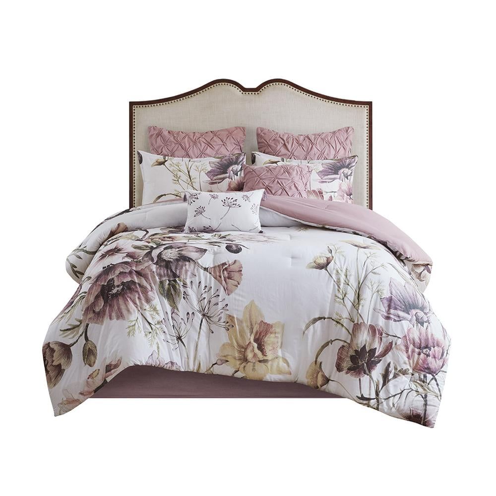 Blush Floral 8-Piece Cotton Comforter Set