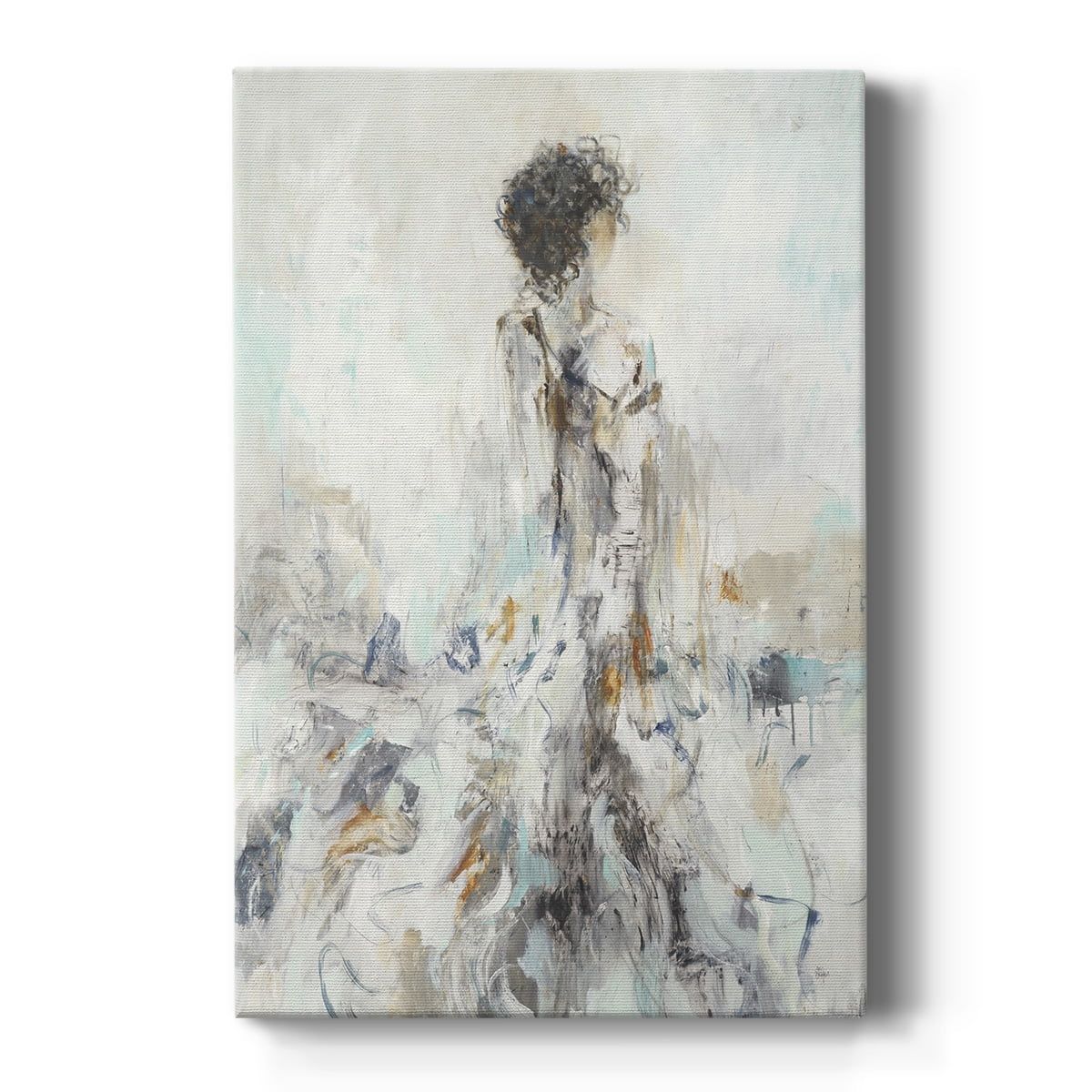 Romantic Reflection II Gray and Beige Canvas Art