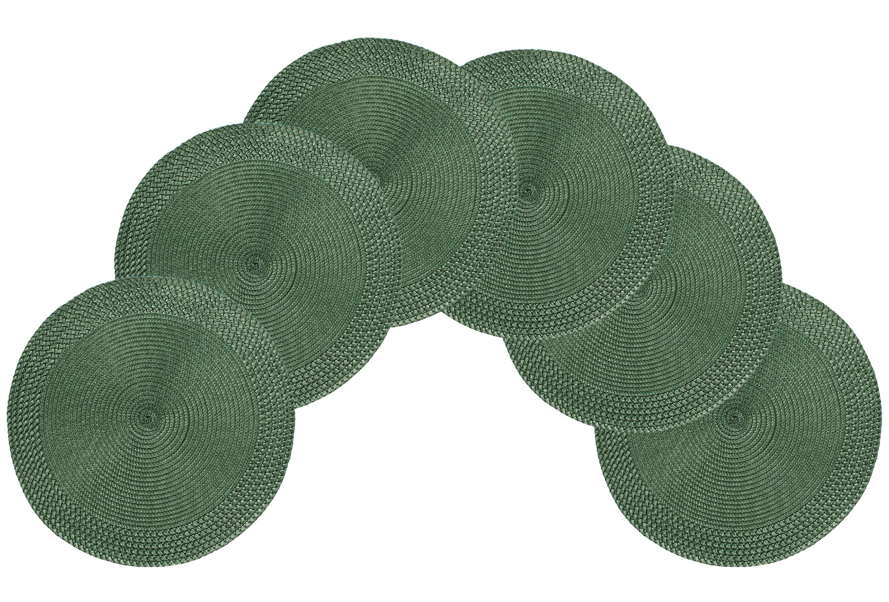 Hunter Green Woven Braided Round Placemats Set of 6