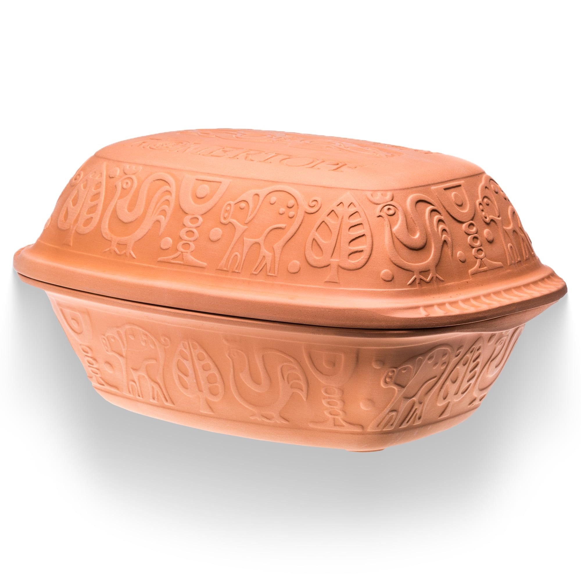 Large Terracotta Clay Roaster with Lid for Healthy Cooking