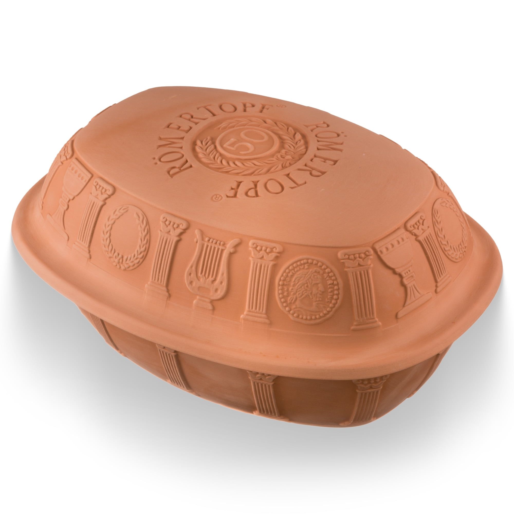 Römertopf 50th Anniversary Clay Roaster with Embossed Lid, 6.3 Quarts