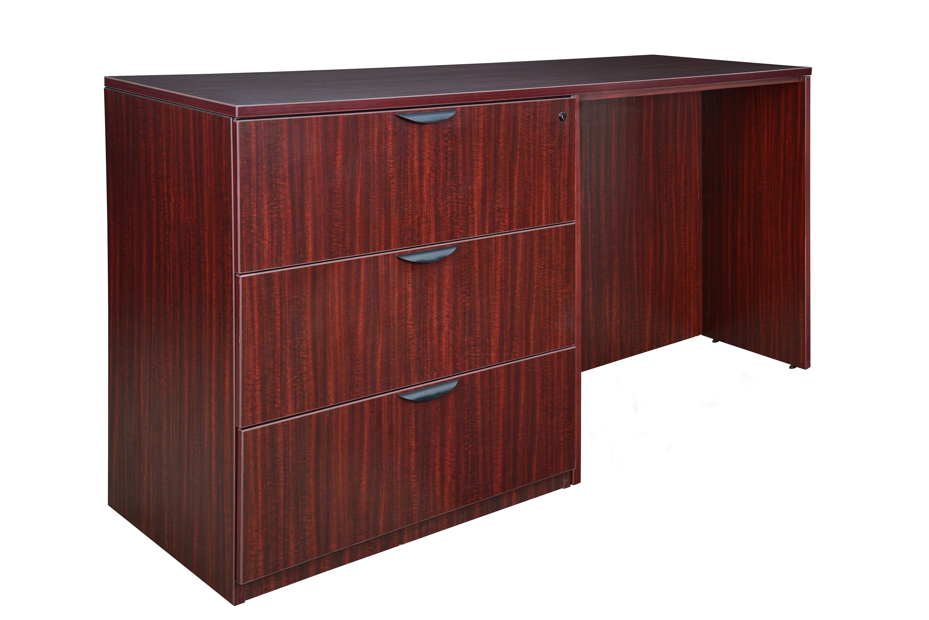 Mahogany Standing Desk with Lateral File Cabinet