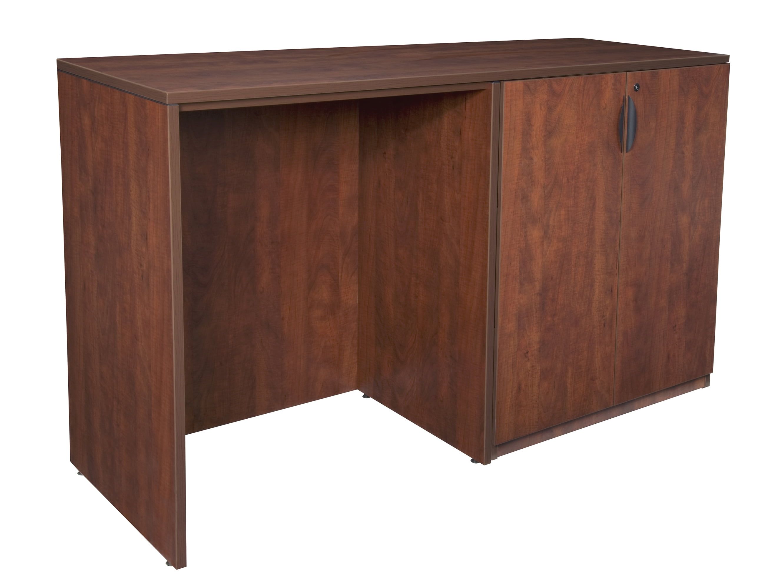 Legacy Cherry Adjustable Height Peninsula Desk with Storage