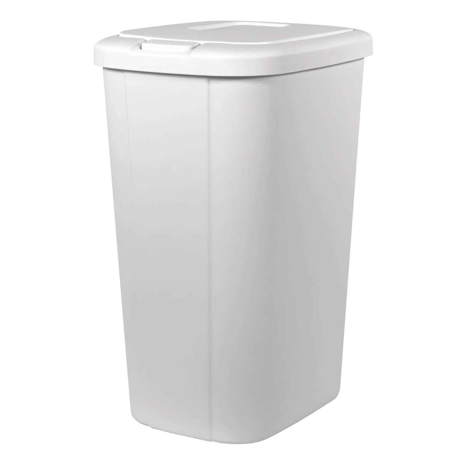 White 13.3 Gal Touch Top Plastic Trash Can with Spring Loaded Lid