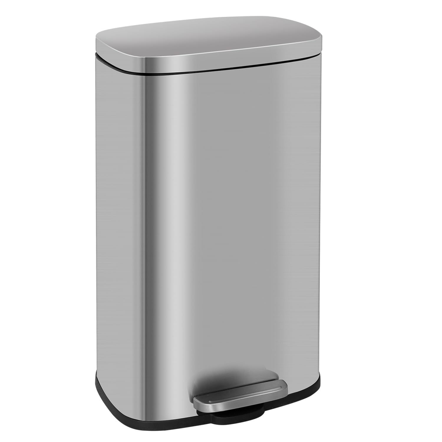 13 Gallon Brushed Stainless Steel Oval Step Trash Can