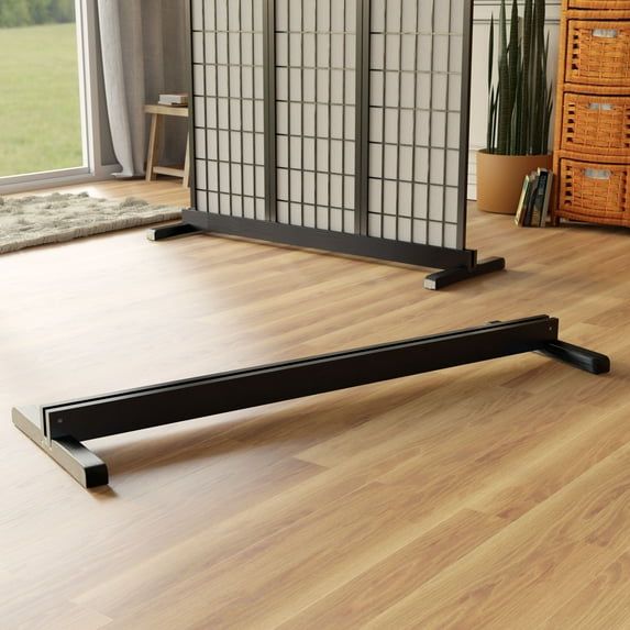 Black Stained Wood 3-Panel Room Divider Stand