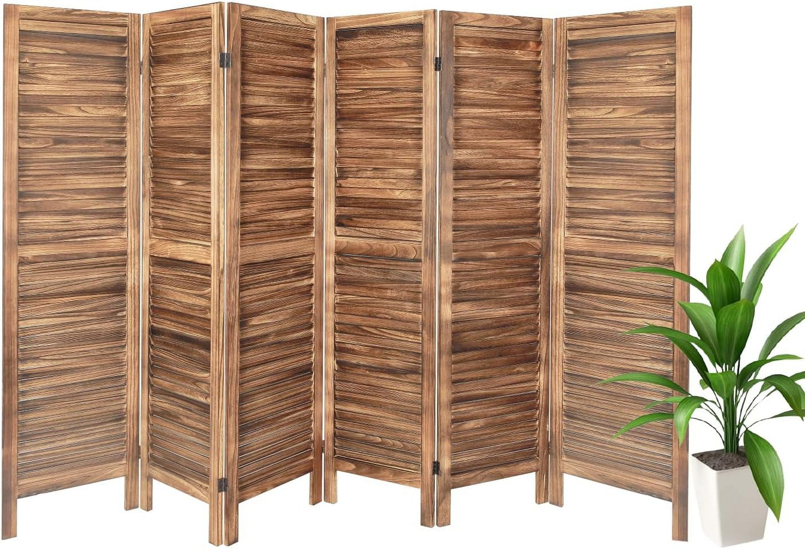 Dark Brown 6-Panel Wood Folding Room Divider