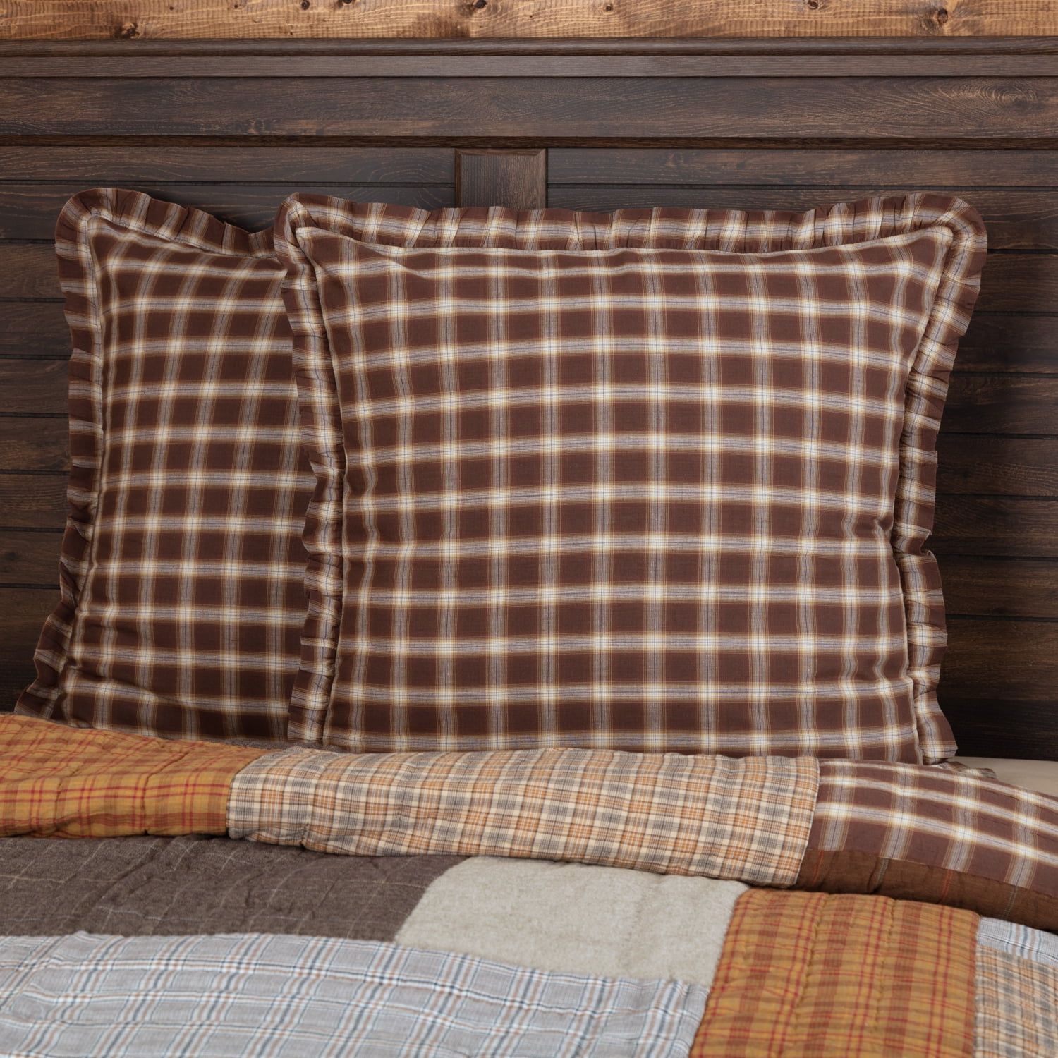 Rory 26" Plaid Cotton Euro Sham in Neutral Tones