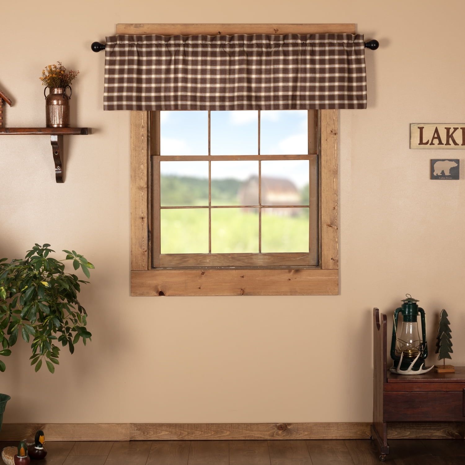 Rory 16x60 Brown Plaid Cotton Valance