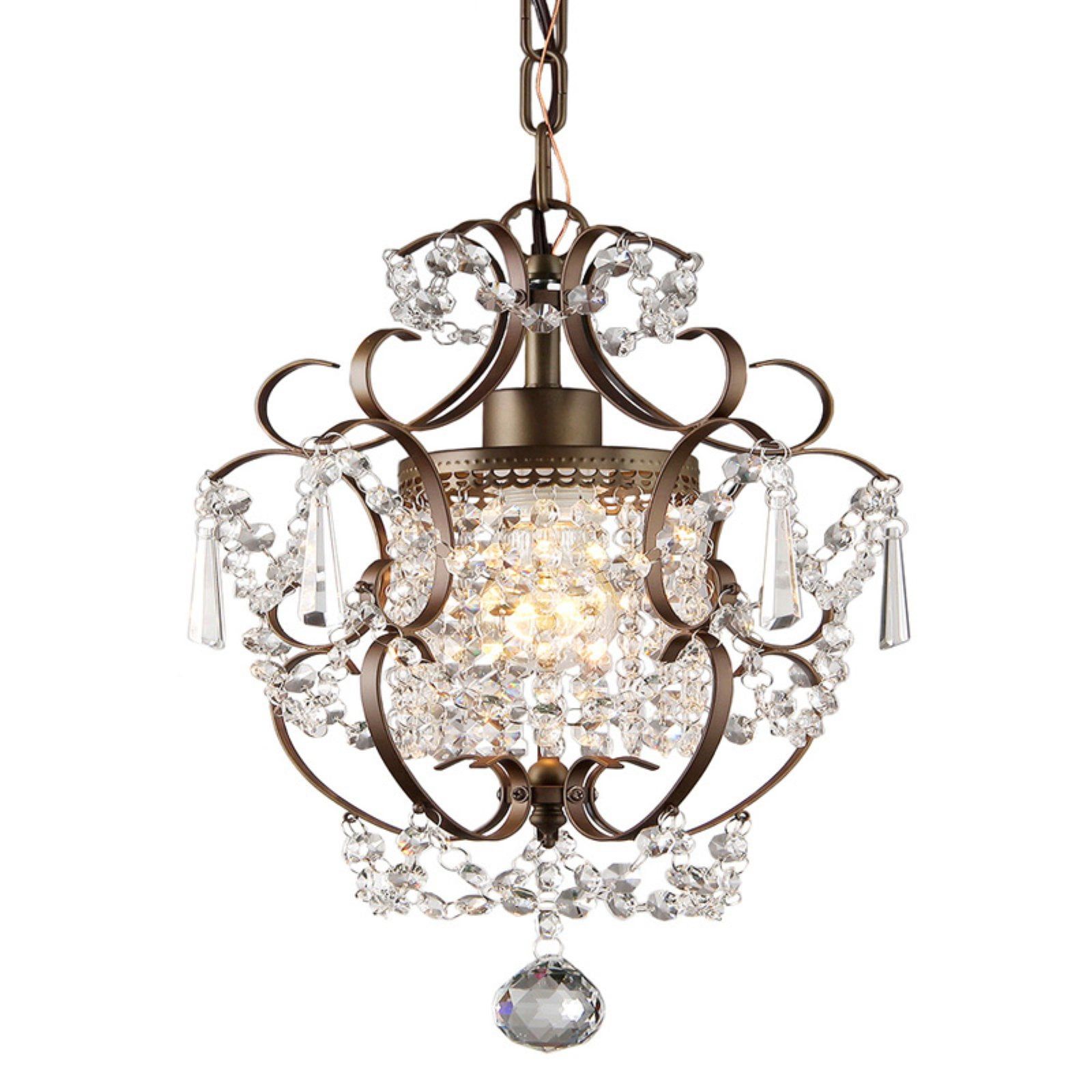 Antique Bronze Crystal Quatrefoil Chandelier Light