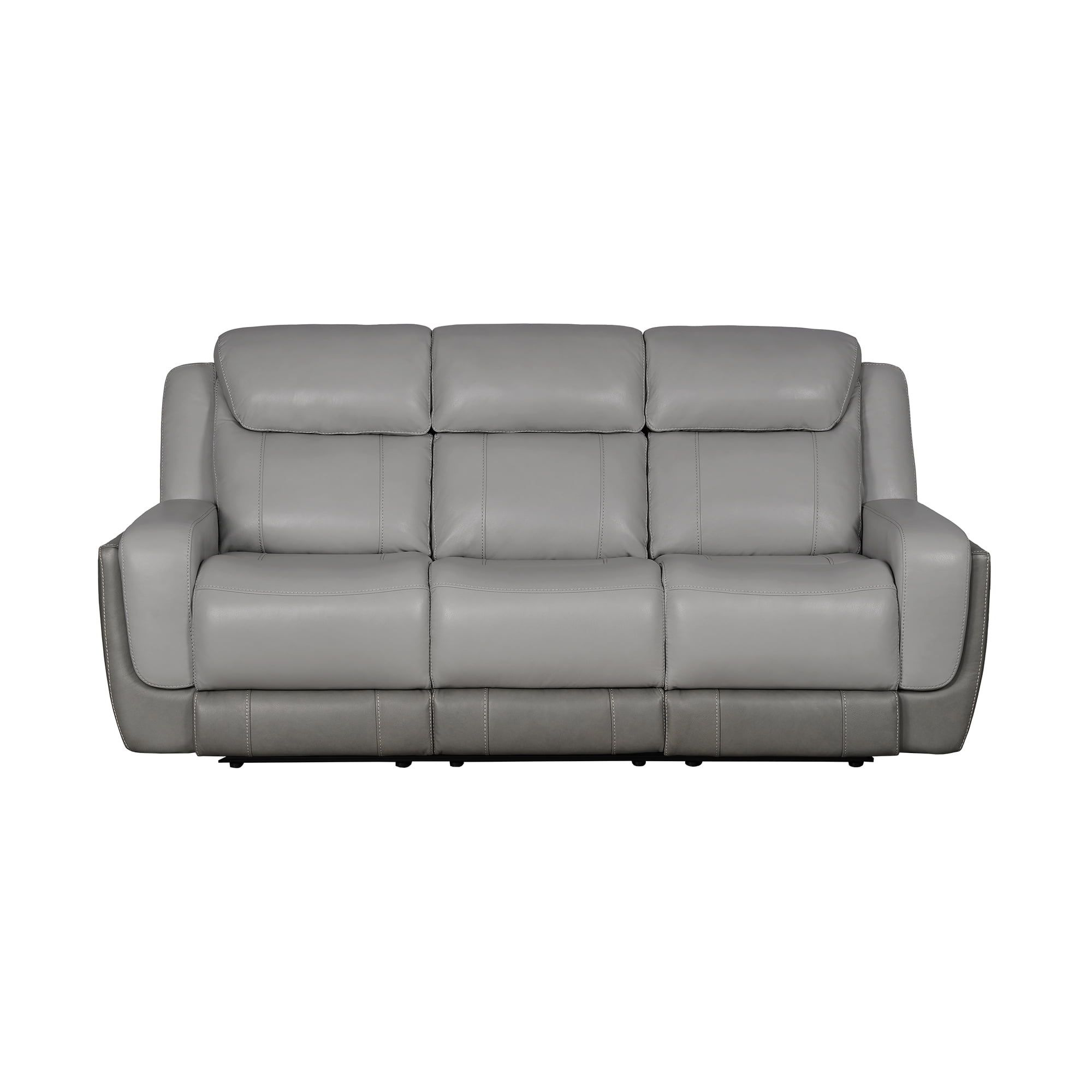 Rosalyn 87" Gray Faux Leather Reclining Sofa with Cup Holders