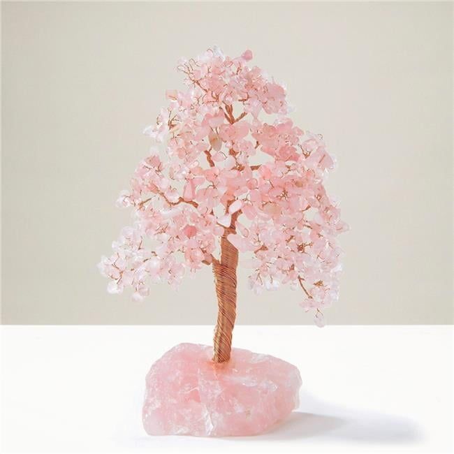 Rose Quartz Crystal Gemstone Tree with Rose Quartz Base