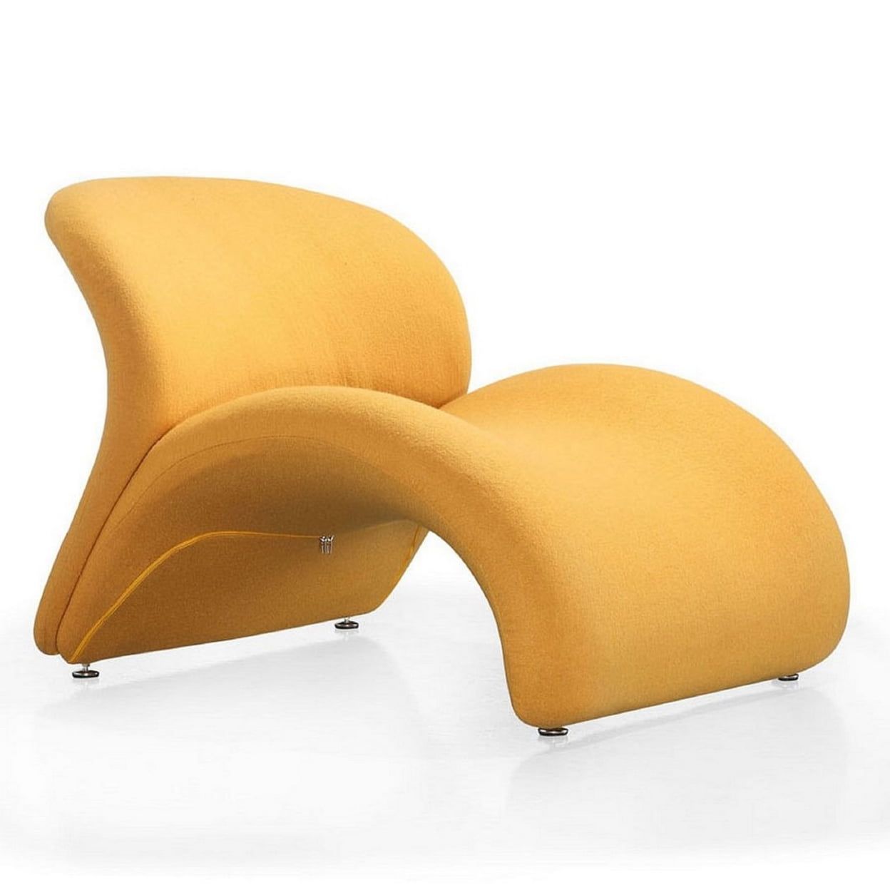 Yellow Geometric Wool Blend Chaise with Metal Frame