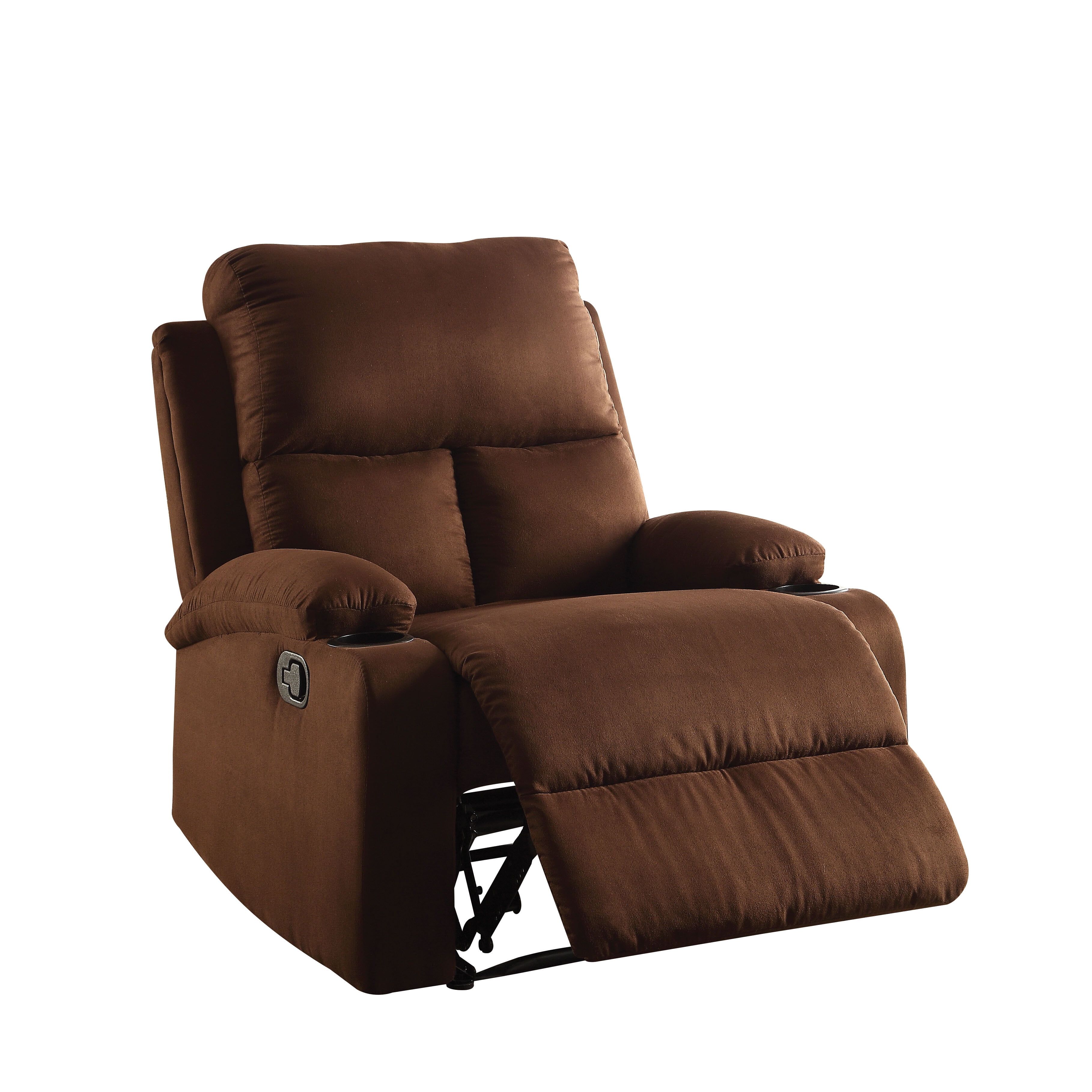 Rosia Brown Microfiber Recliner with Wood Frame