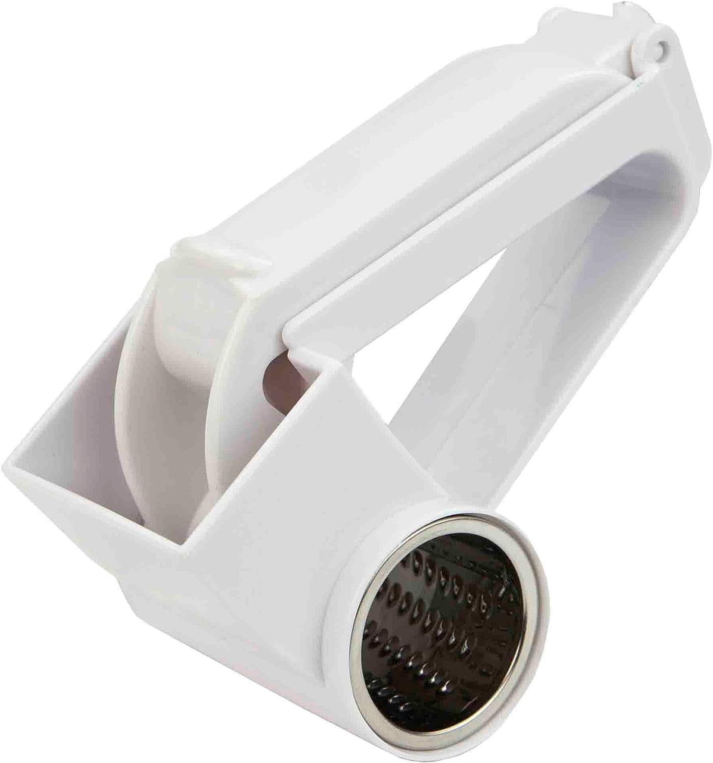 White Stainless Steel Rotary Cheese Grater with Plastic Body