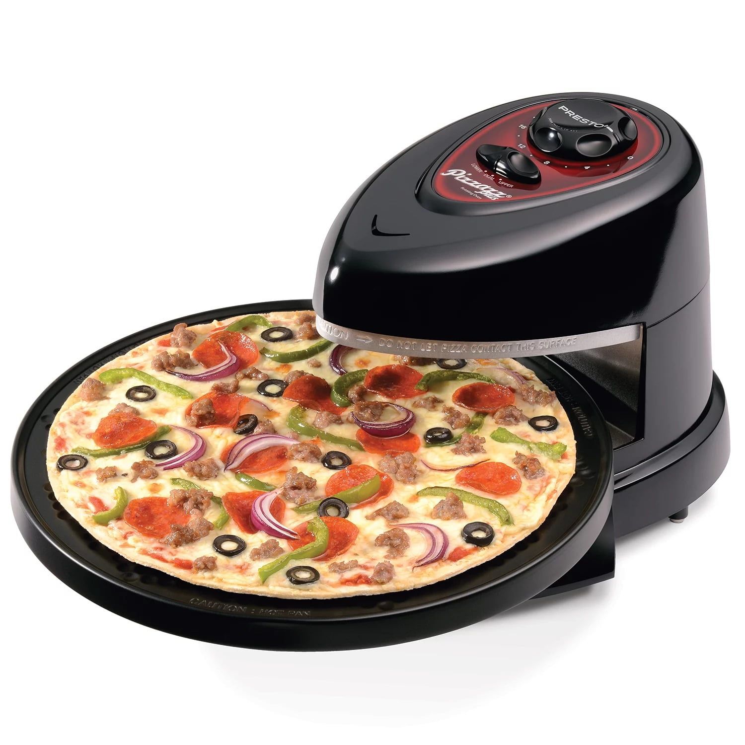 Black Rotating Pizza Oven with Dropdown Door