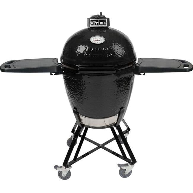 Primo Black Ceramic Charcoal Kamado Grill with Rolling Cart