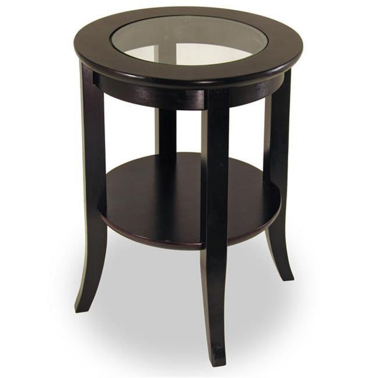 Espresso Elegance Round Wood & Glass End Table - 18.5"W x 22.5"H