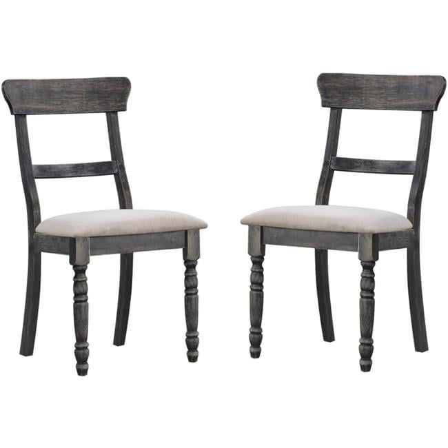 Gray Upholstered Wooden Side Chair Set with Open Back