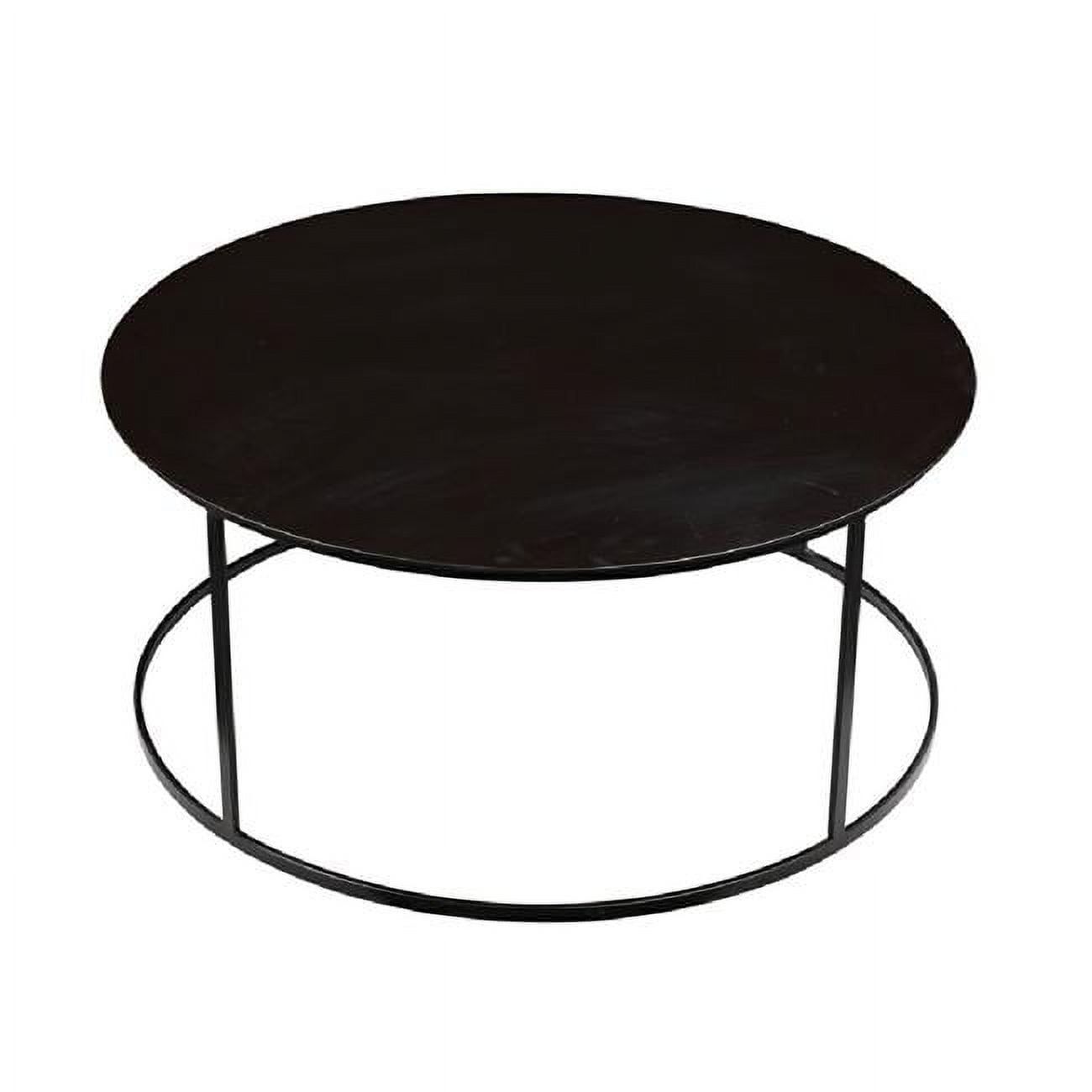 Round Dark Brown Metal Side Table with Storage