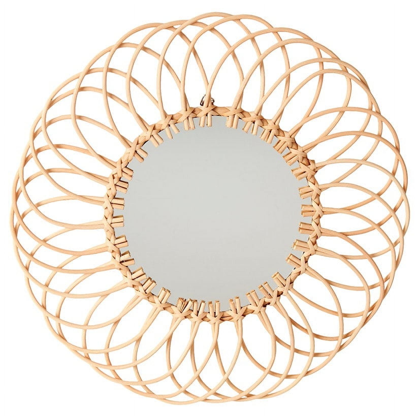 Sunburst Round Natural Rattan Wall Mirror