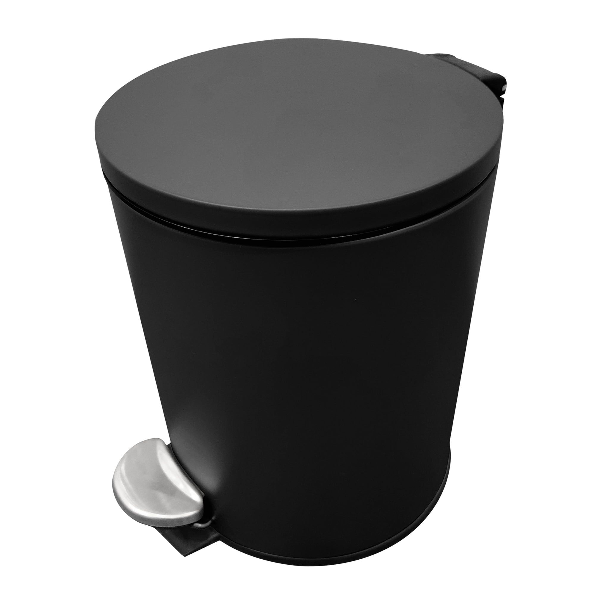 Matte Black Stainless Steel Round Pedal Wastebin with Lid (5L)