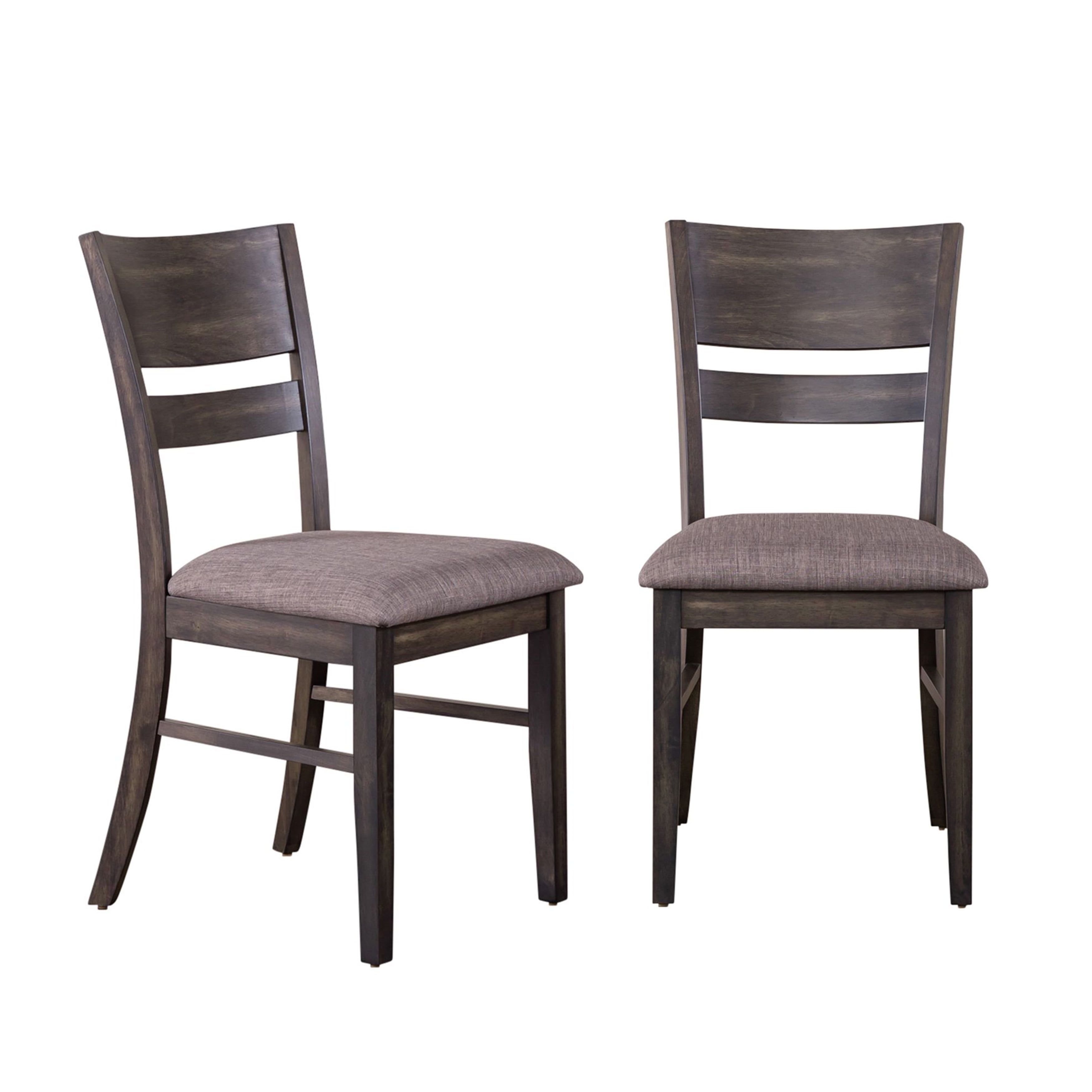 Almeta Dark Brown Linen Upholstered Slat Back Side Chair