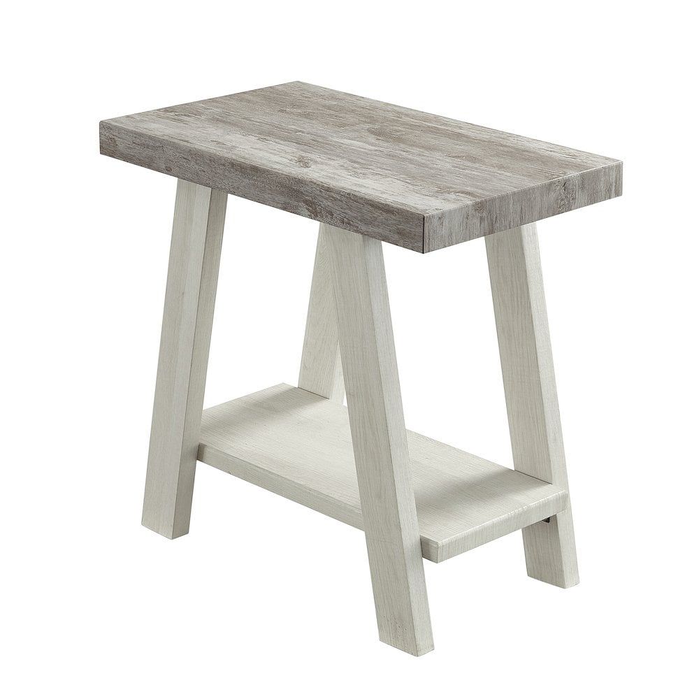 Athens Gray and Beige Rectangular Wood Shelf End Table