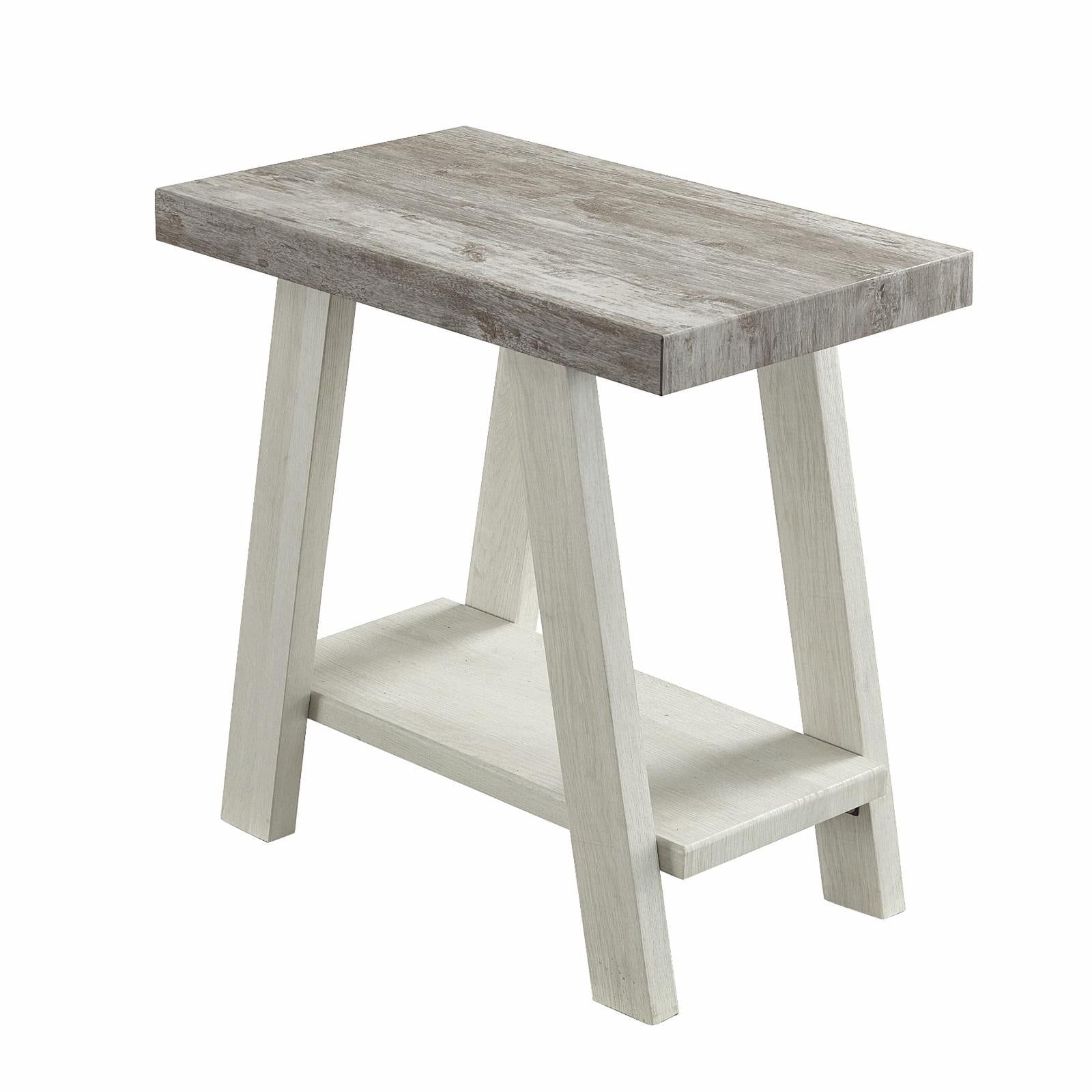 Athens Gray and Beige Rectangular Wood Shelf End Table