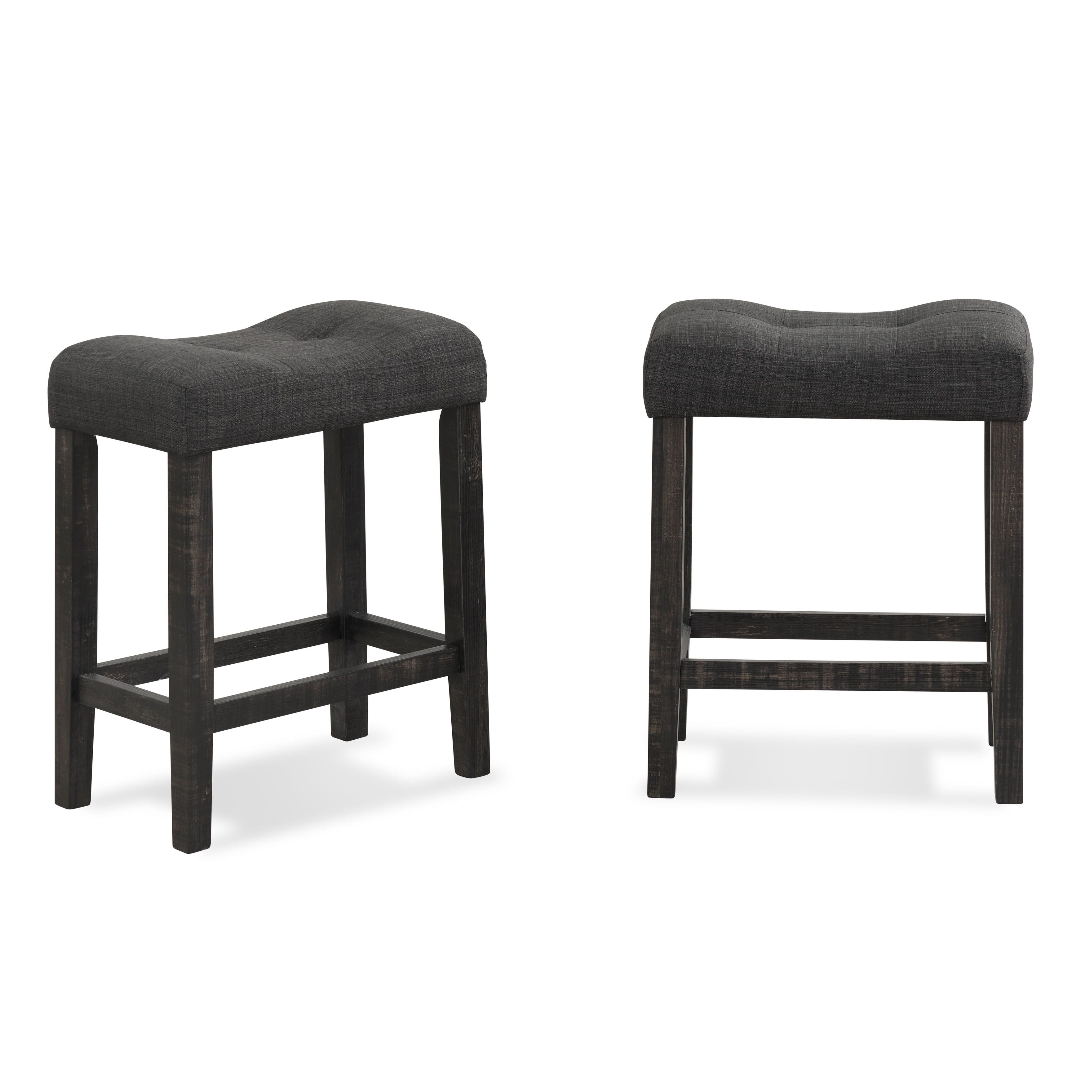 Sora Taupe Upholstered 24.5" Saddle Counter Stool, Set of 2