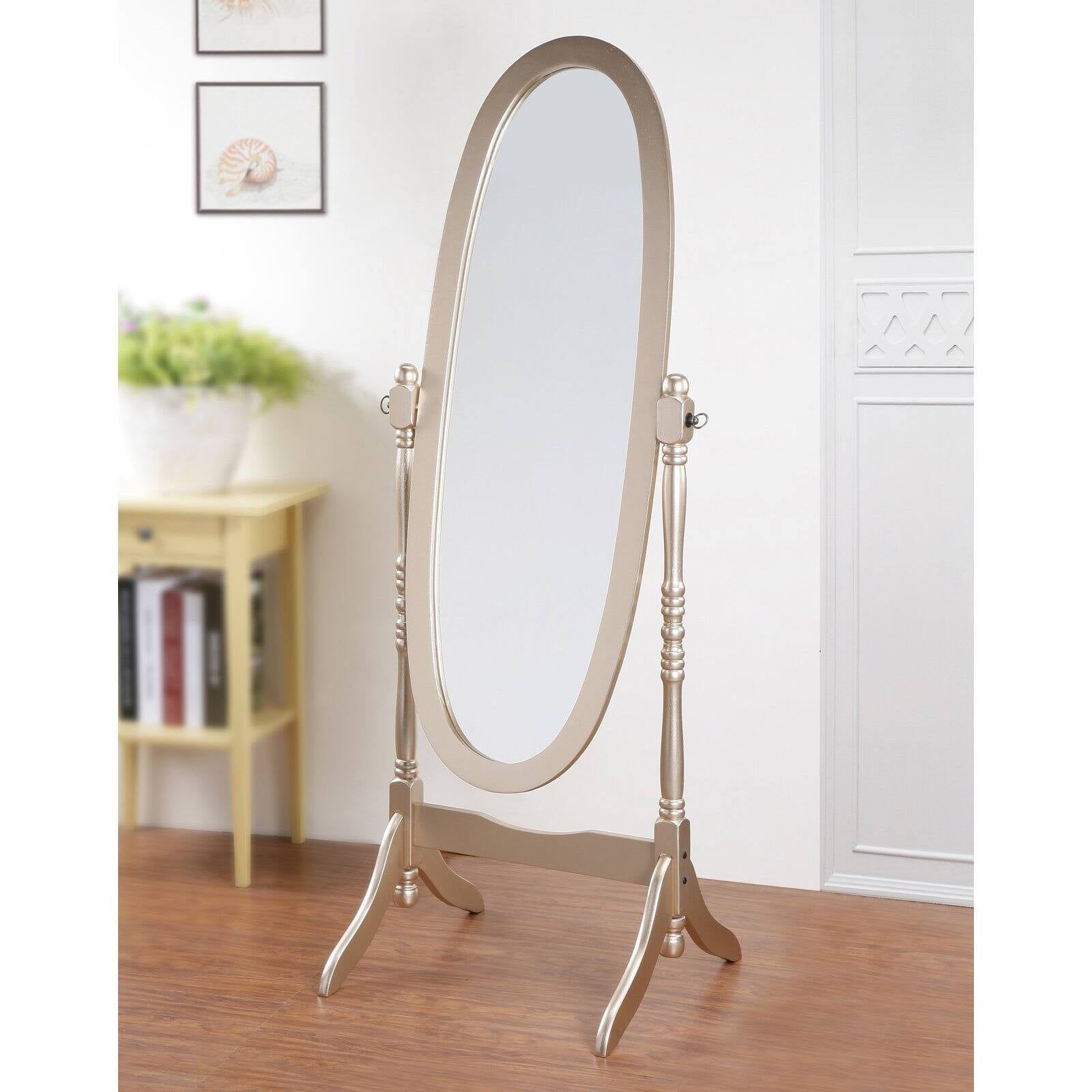 Gold Oval Freestanding Full Length Wood Mirror