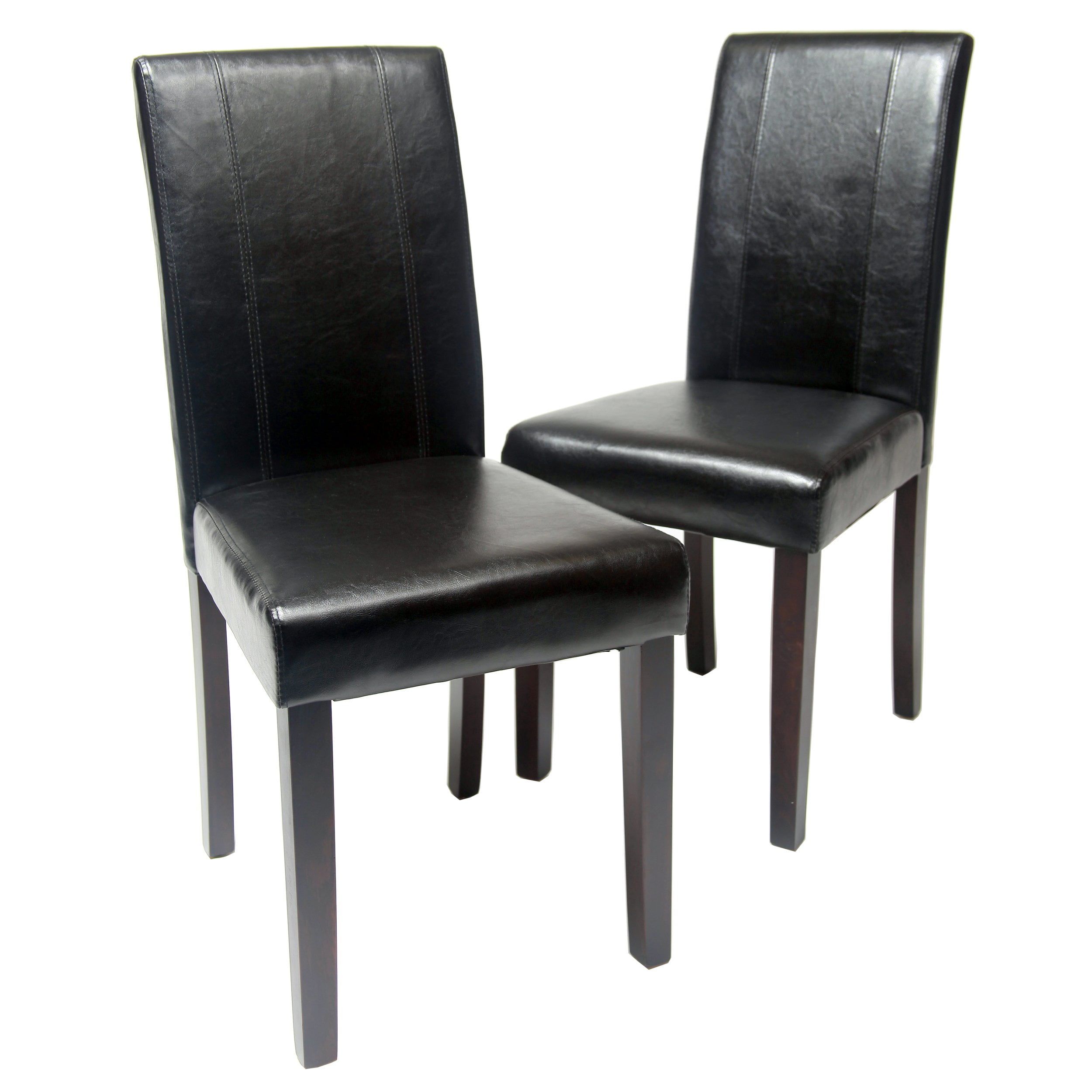 High-Back Black Faux Leather Parsons Side Chair