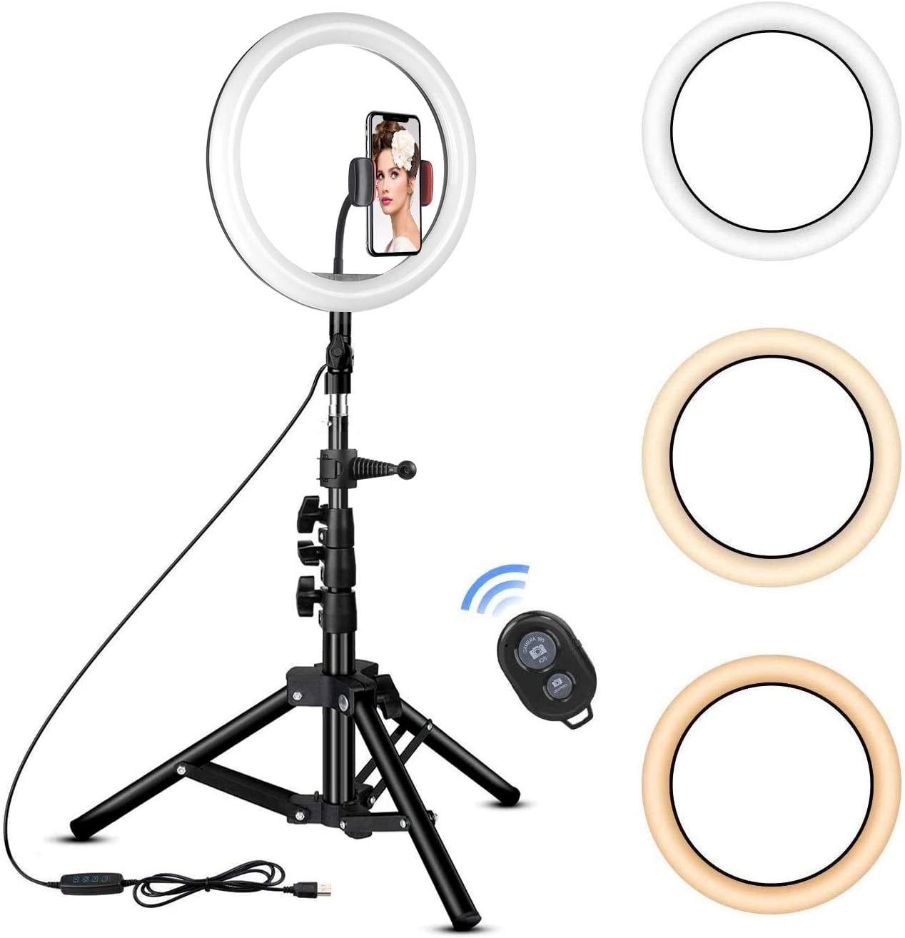 Rovtop 10-Inch LED Ring Light with Adjustable Tripod Stand