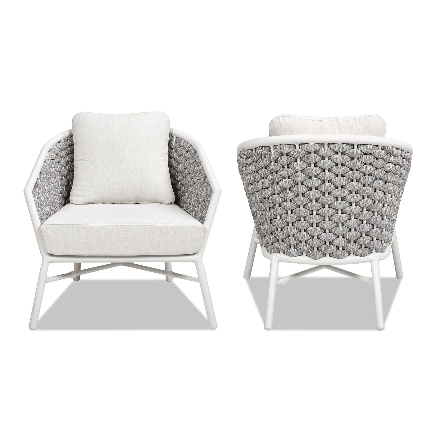 Rowan Optic White Acrylic Cushioned Patio Arm Chair Set